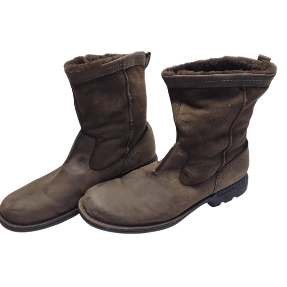 UGG Men\'s Size 15 Brown Leather/Suede Pull-On Boots Sheepskin Fur Lining main image 7